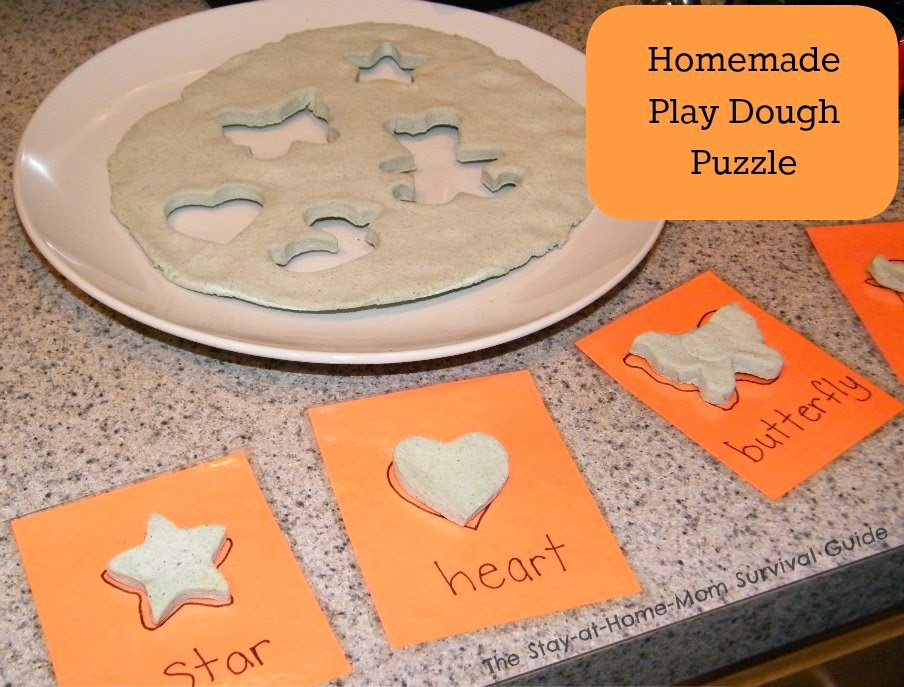 Make a Homemade puzzle out of play dough