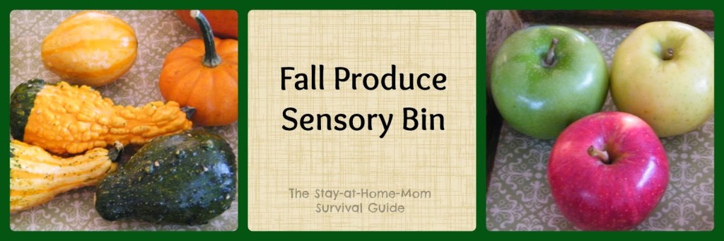 Fall Produce sensory bin for infants