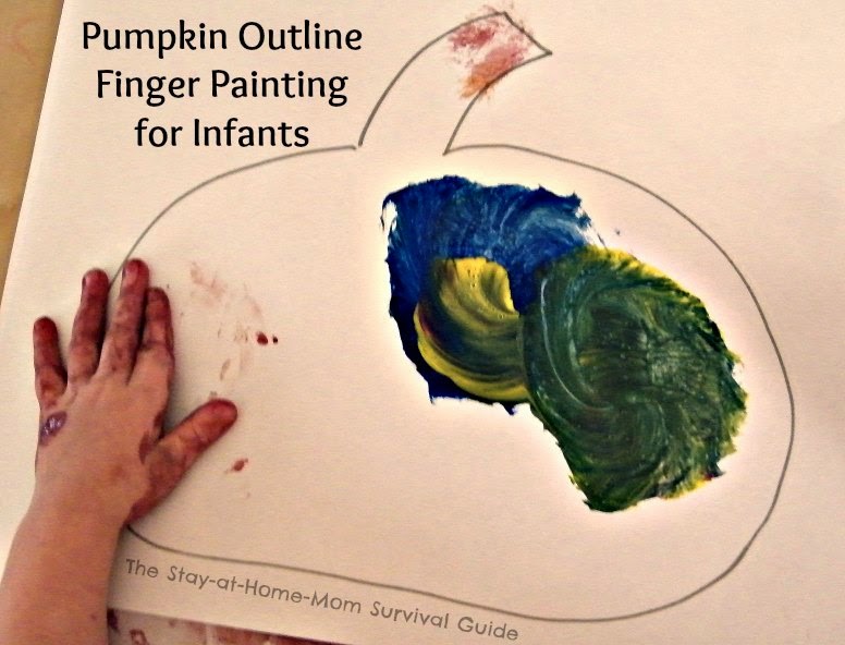 Fall pumpkin finger painting activity for infants