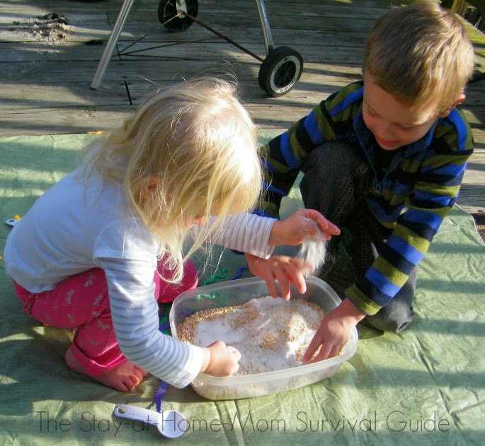 Sensory Bin Fillers for 40 Days! Up first: oats and salt sensory bin filler for toddlers and preschool.