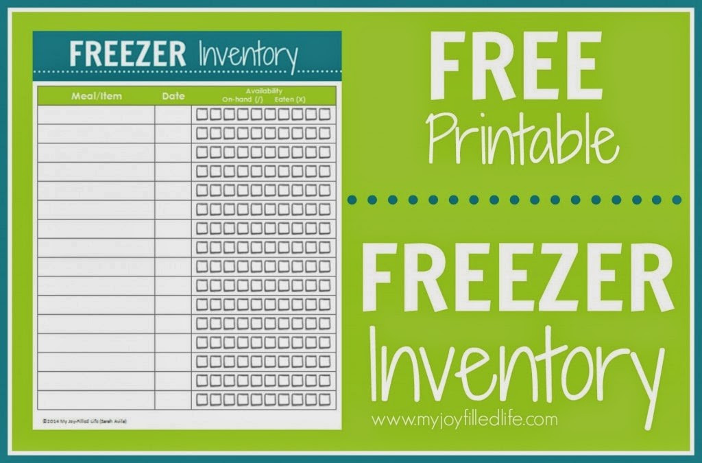Free Printable Freezer Inventory for Prepping Meals from My Joy-Filled Life shared at The Stay-at-Home-Mom Survival Guide