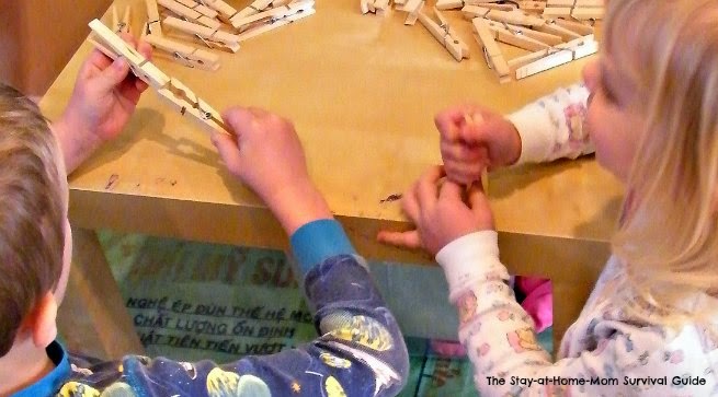 Clothespin activity for preschoolers and school age kids.