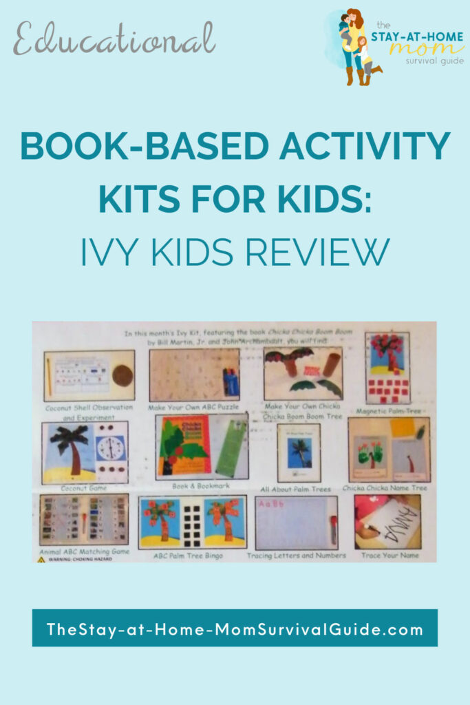 Ivy Kids Kit shown. Text reads book-based activity kits for kids review.