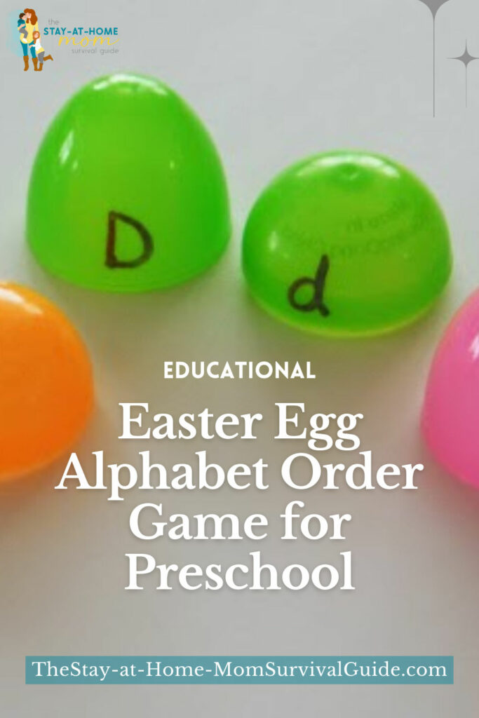 Easter egg alphabet order game with plastic easter eggs.