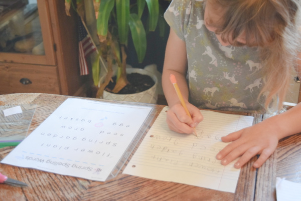 First and second graders can write the words on a separate sheet of lined paper for more spelling practice.