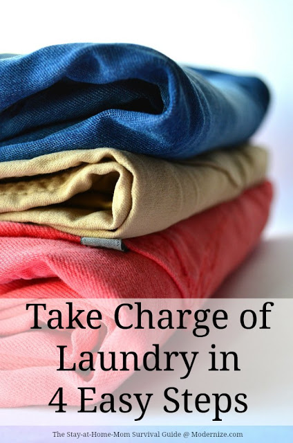 No more laundry burnout! Take charge of laundry in 4 easy steps-tips from a mom of 4.