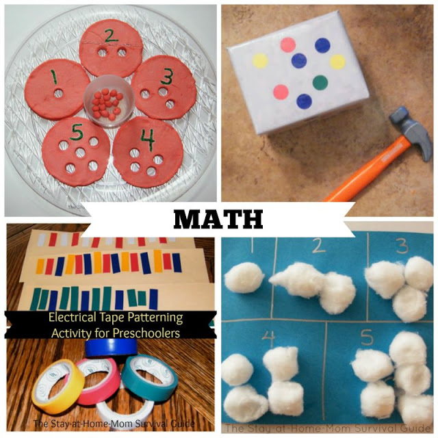 Activities for Preschool that teach math skills. These are great preschool activities for at home learning.