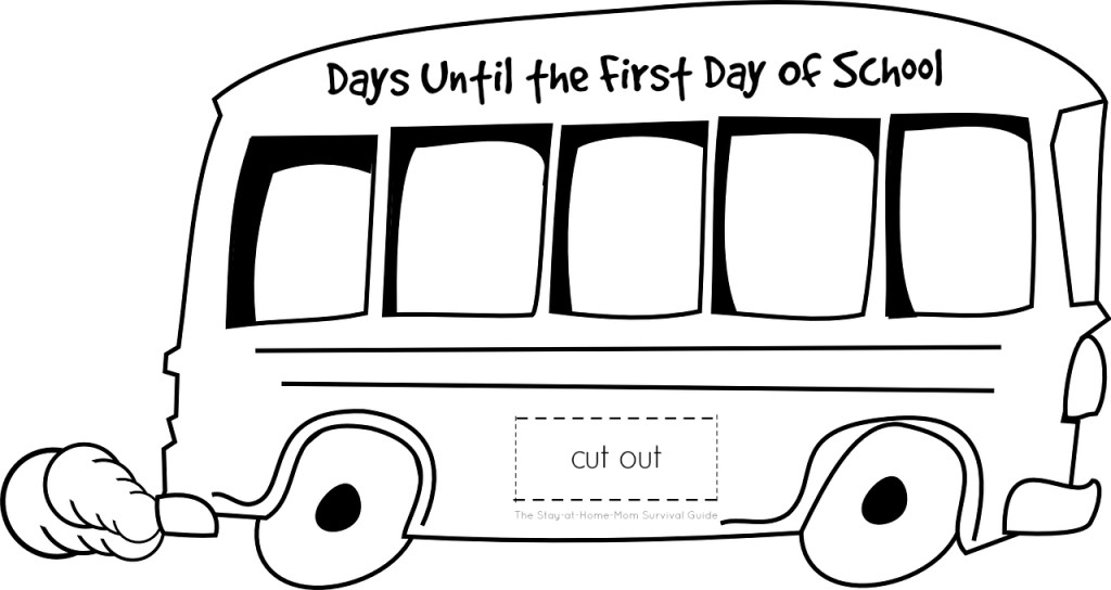 Free printable bus template for creating a back to school countdown to the first day of the new school year for kids.