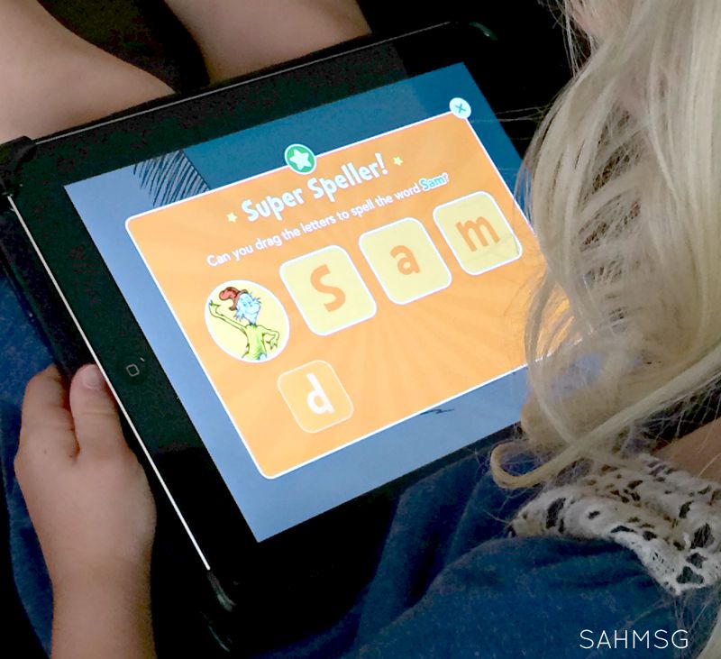 iPad time is earned in our house, but educational games like the Dr Seuss apps are great learning fun.