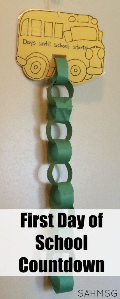 Back to school season first day of school countdown chain activity for kids