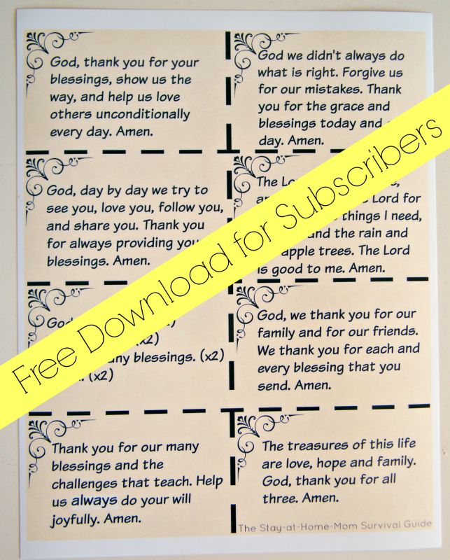 Free grace cards download for newsletter subscribers of The Stay-at-Home Mom Survival Guide