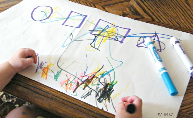 Teach toddlers their shapes with this simple activity that teaches pre-writing skills.