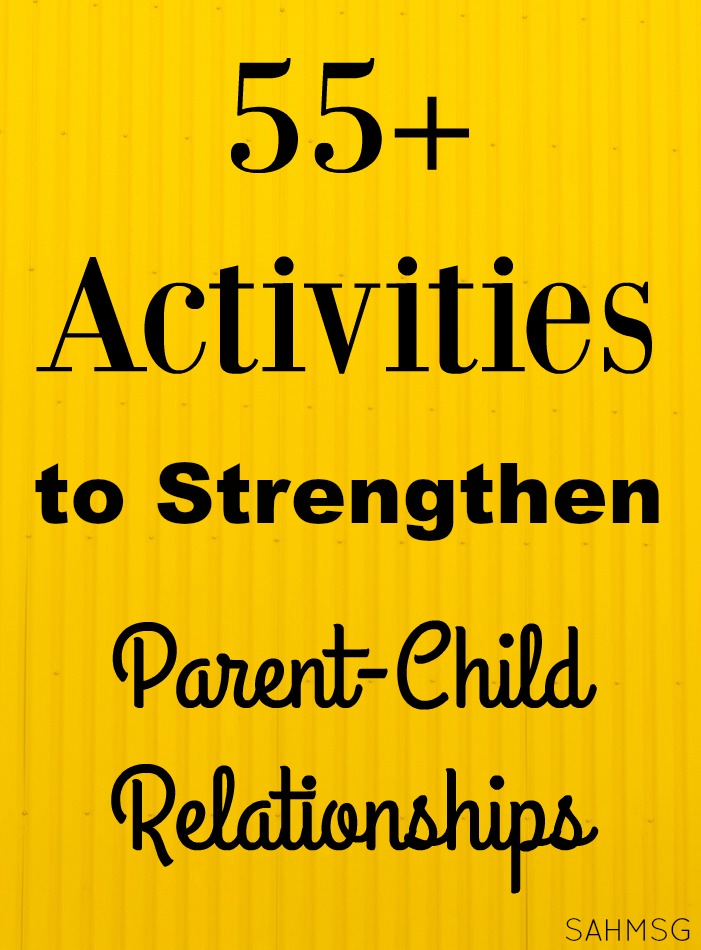 Need some ideas for one-on-one time with your child? We have 55+ ideas shared to help strengthen your parent child relationship. These are inexpensive activities for kids to do with parents.