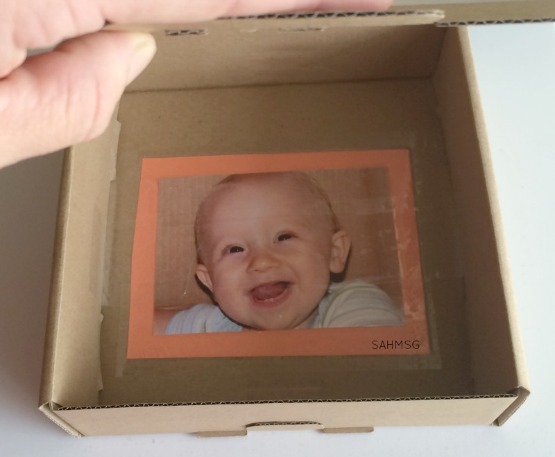 Peek-a-Boo Box DIY toy for infants.