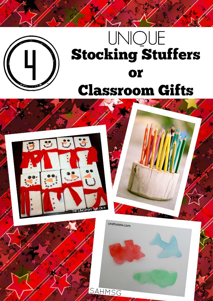 Stocking Stuffers OR Classroom Gift Ideas. These 4 ideas are unique DIY gifts that would make great gifts for a child's class or unique stocking stuffers for kids.