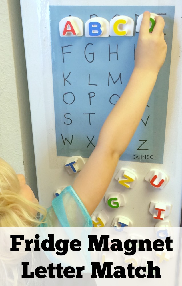 Preschool letter matching activity and no-stress assessment game. So simple to create-it takes about 5 minutes.