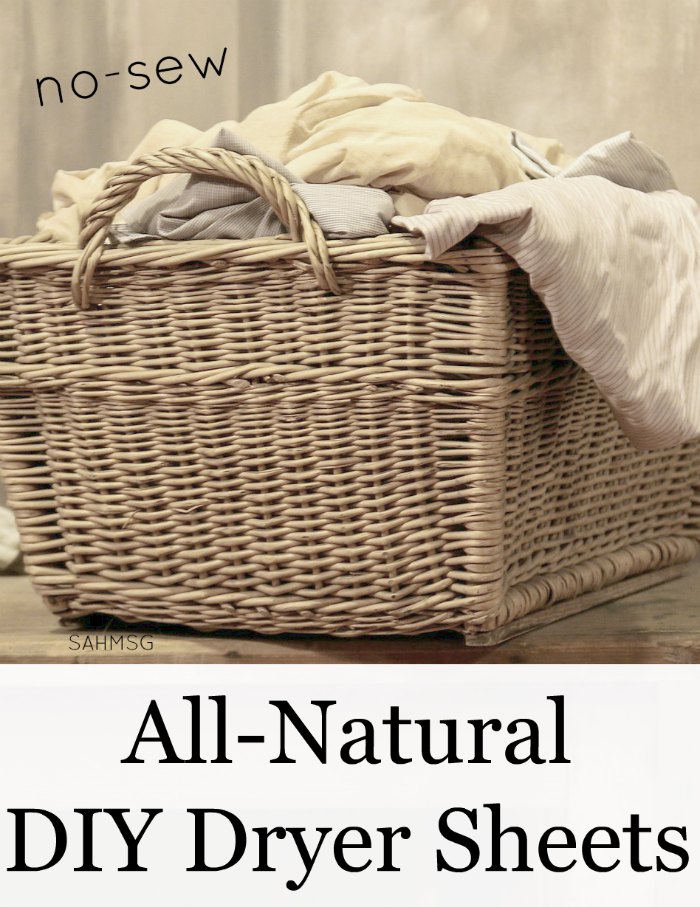 Make all-natural DIY dryer sheets to save money and eliminate harmful chemicals from your home. You can use an old t-shirt for this no-sew version.