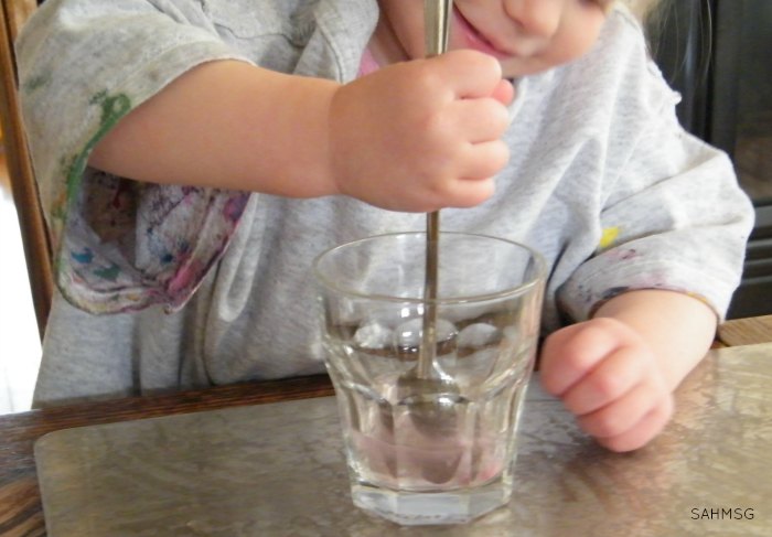 Dyed egg shells science and art process-based activity for preschool and toddlers.
