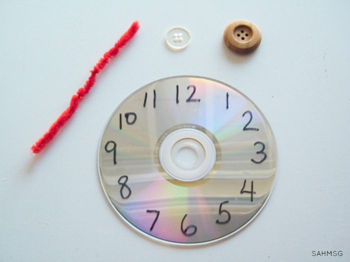 Create a clock toy out of a CD to give kids a hands-on way to practice telling time.
