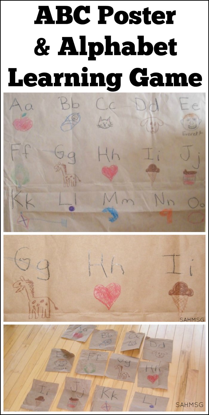 Easy ABC poster and alphabet learning game activity for preschool and toddlers.