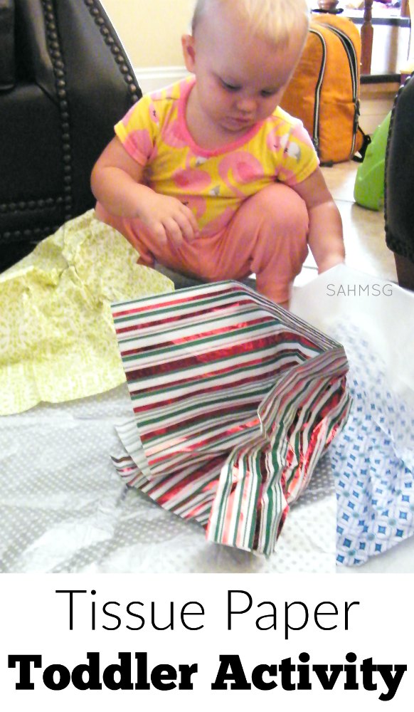 Toddler activity with tissue paper is a simple and fun one item activity for kids.
