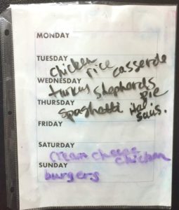 Meal Planning Made Simple-steps to an organized dinner in the 3-part series "Destressing Dinner" Homemaking Tips Tuesdays on The Stay-at-Home Mom Survival Guide.