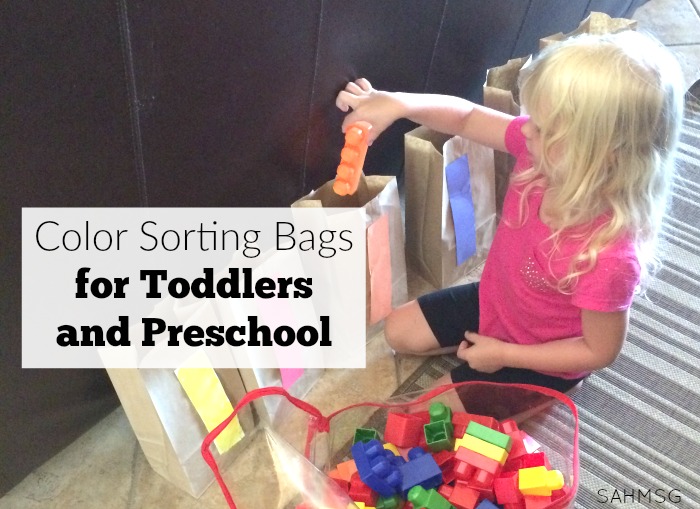Create a simple color sorting game for teaching colors and sorting skills with this simple color sorting bags for toddlers and preschool idea.