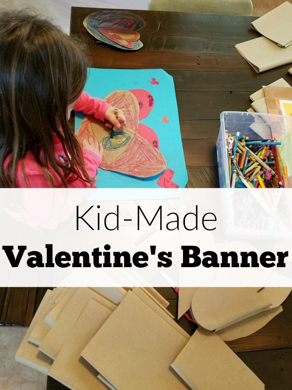 Valentine's banner crafts that kids can make! This is such a fun art expression activity that teaches scissor skills and fine motor skills too. It's a fun kids activity for Valentine's.
