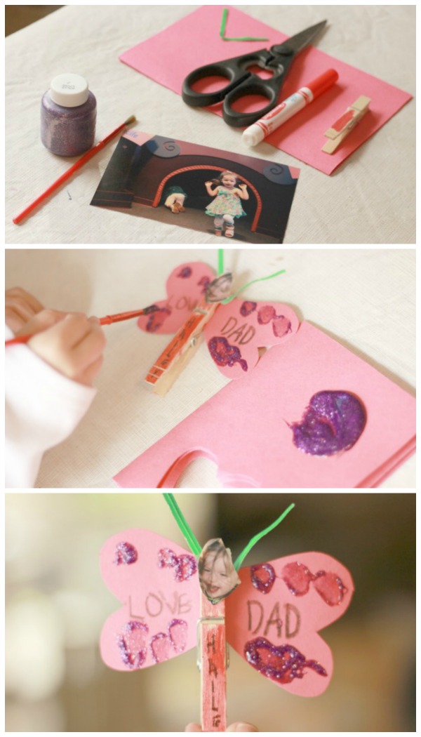 Cute heart butterefly craft for Valentine's Day or Mother's Day. This would be a great hands-on spring craft too.