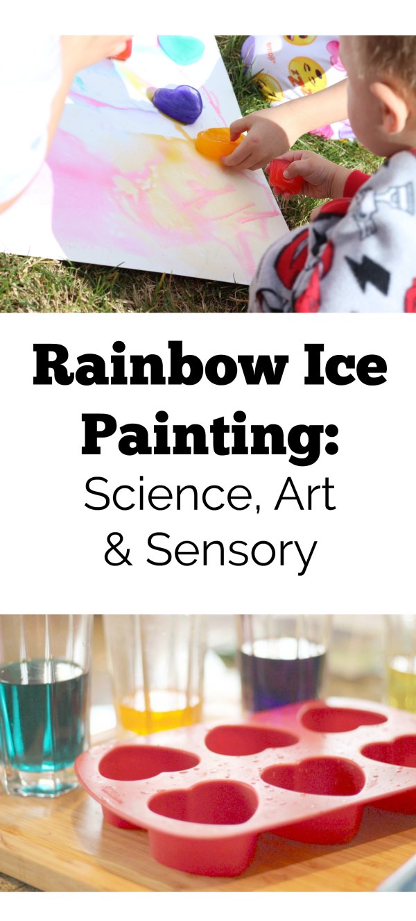A fun hands-on art and science activity for preschoolers! This is great for fine motor and sensory fun. Rainbow ice painting preschool activity is a lot of science and art plus it uses supplies you have at home already.