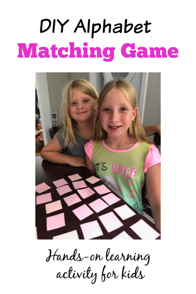 DIY alphabet memory game that is so simple and quick to make! Great for learning letters.