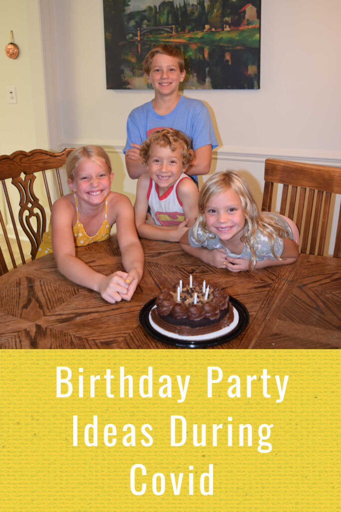 Kids birthday party idea during coronavirus covid 19 pandemic. 
