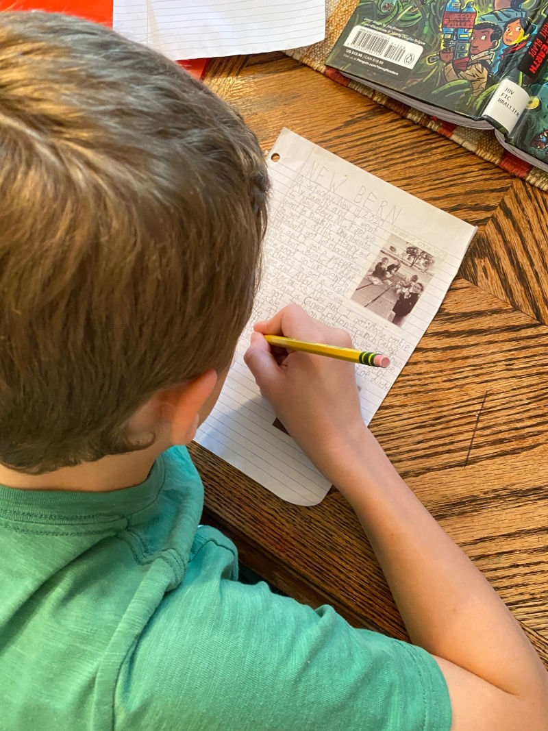 Homeschool writing prompts and creative learning ideas.