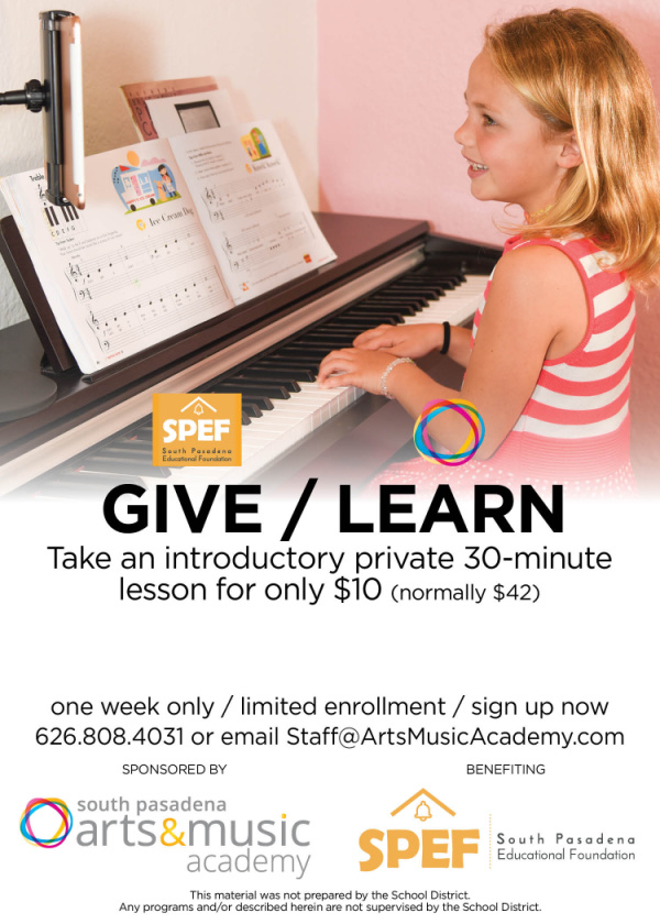South Pasadena Arts and Music Academy online virtual music lessons sale.