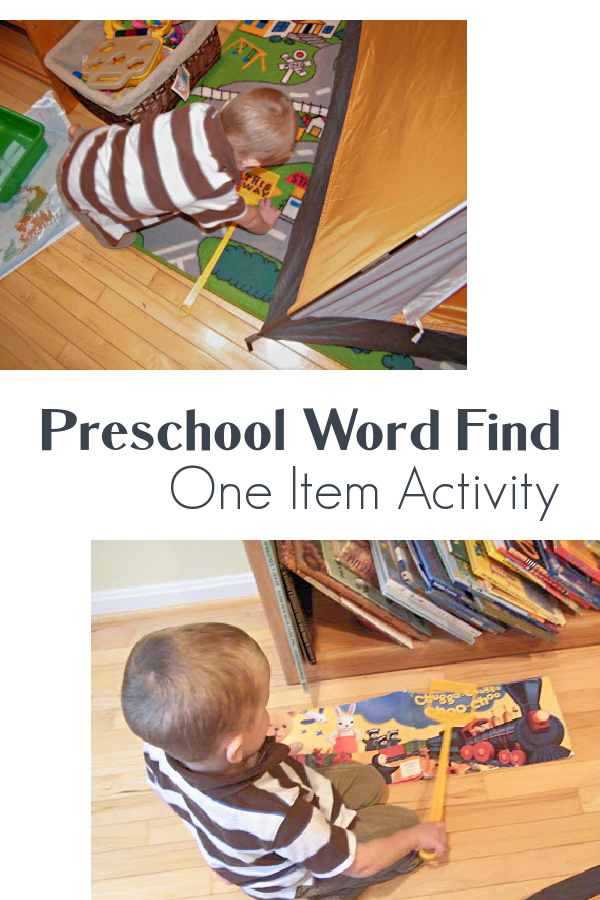 Preschool word find at home activity for preschoolers.