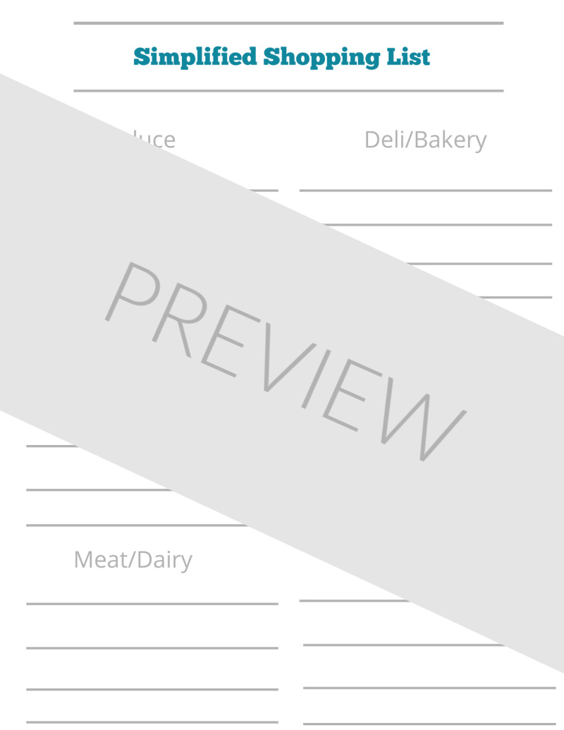 Simplified shopping list preview