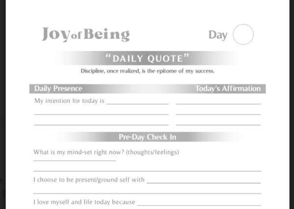 Joy of Being sample page