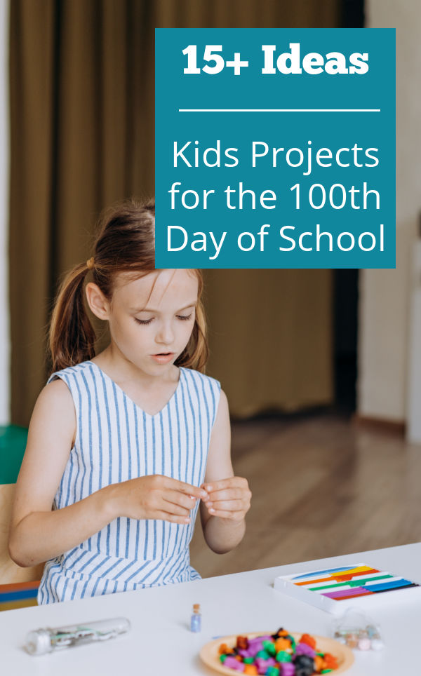 Girl crafting her 100th day of school activity.