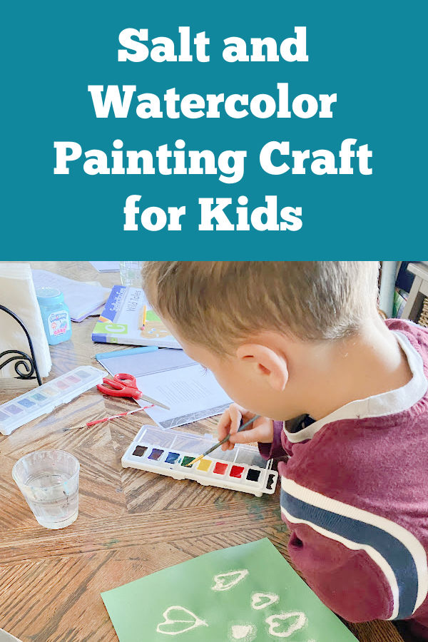 Salt and watercolor painting craft for kids.