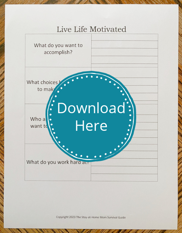Download the Live Life Motivated Written Response Worksheet Printable.