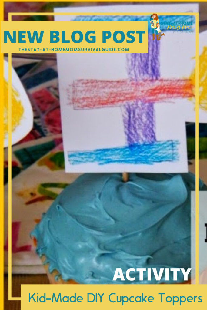 DIY cupcake topper of Star Trek space theme text reads Kid-Made DIY cupcake toppers activity for kids birthday.
