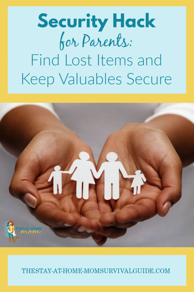 Hands holding paper cutout of a family of four all connected. Text reads security hack for parents: find lost items and keep valuables secure with SeQR contact codes.