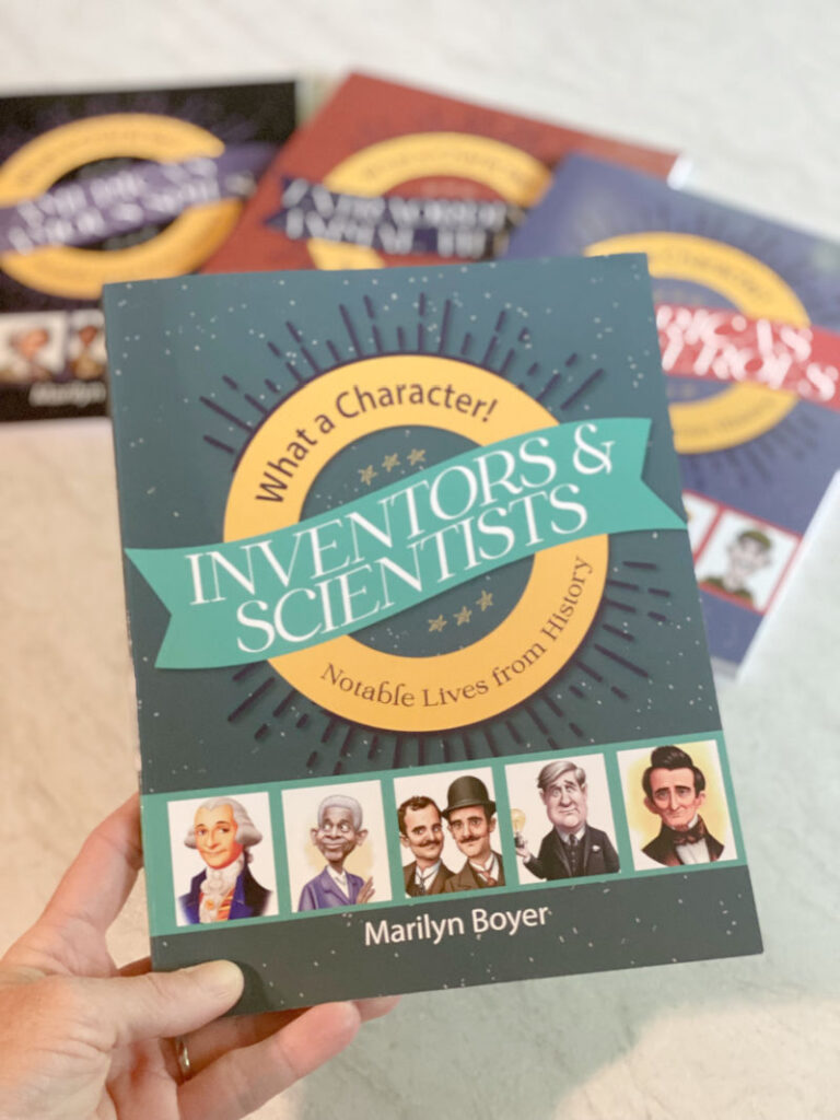 Master Books What A Character series Inventors and Scientists volume. Homeschool history curriculum for elementary kids.