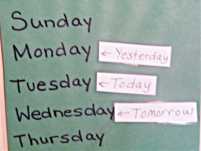 DIY days of the week activities poster.