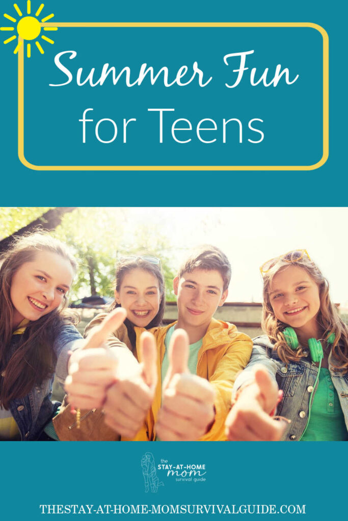 A group of teenagers giving a thumbs up and smiling. Text reads summer fun for teens. 