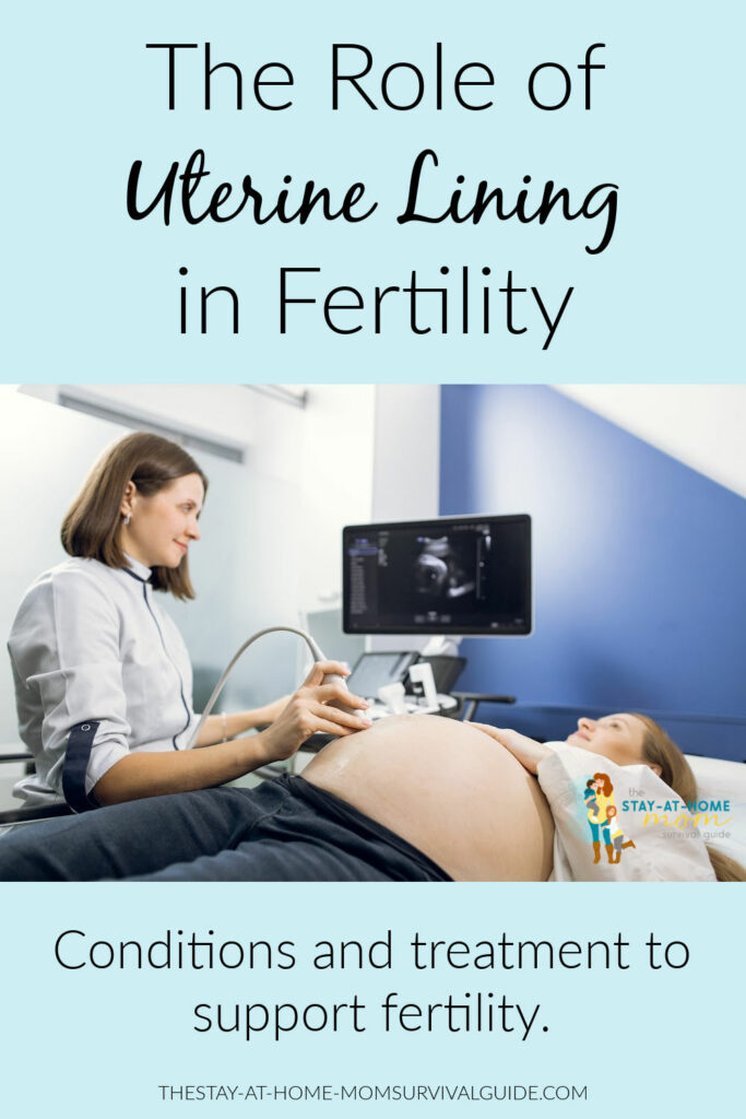 Woman lying on doctor's table getting an ultrasound. Text reads the role of uterine lining in fertility.