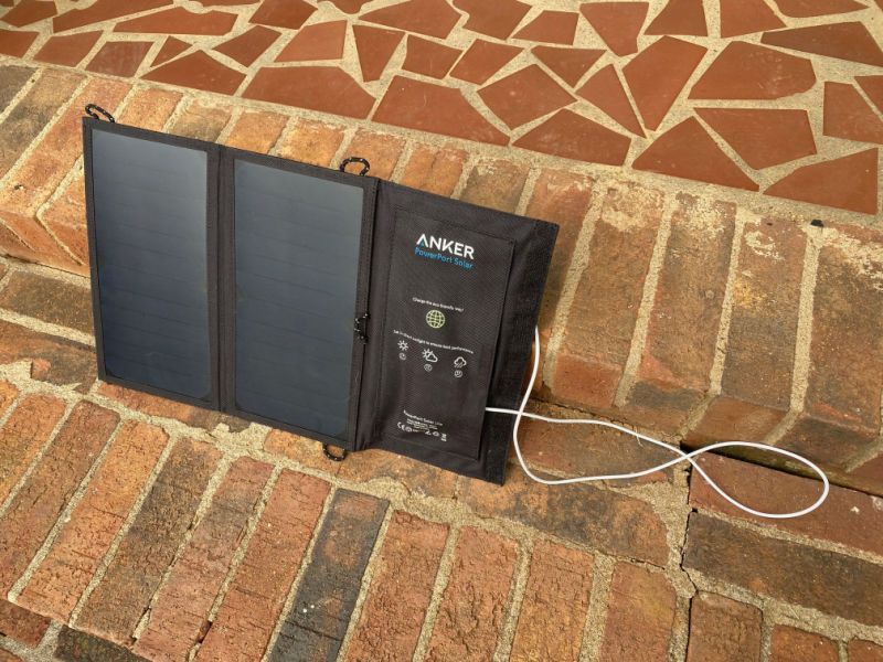 Portable solar panel charger.