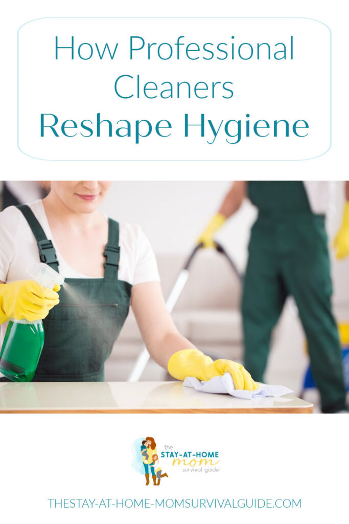 Professional cleaners cleaning a gym. Text reads how professional cleaners reshape hygiene.
